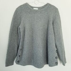 J.Jill Sz S Textured Side Button Pullover Knit Sweater Chunky Cozy Granola Girl